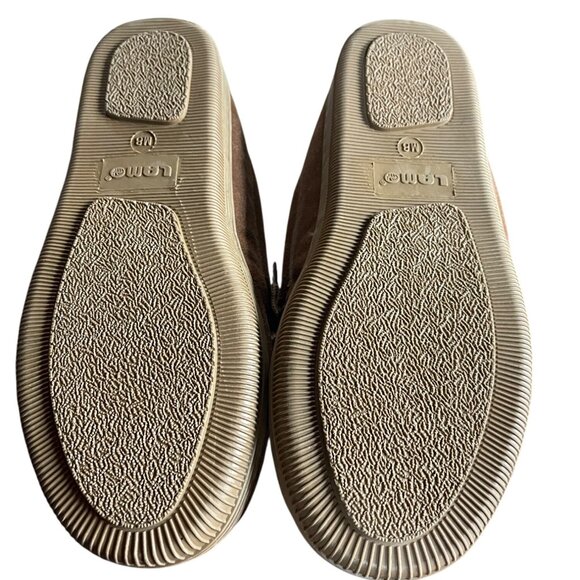 Lamo Lester Mocassin Chestnut Brown Suede Slippers Mens Size 8 Faux Fur Lined - Picture 4 of 10